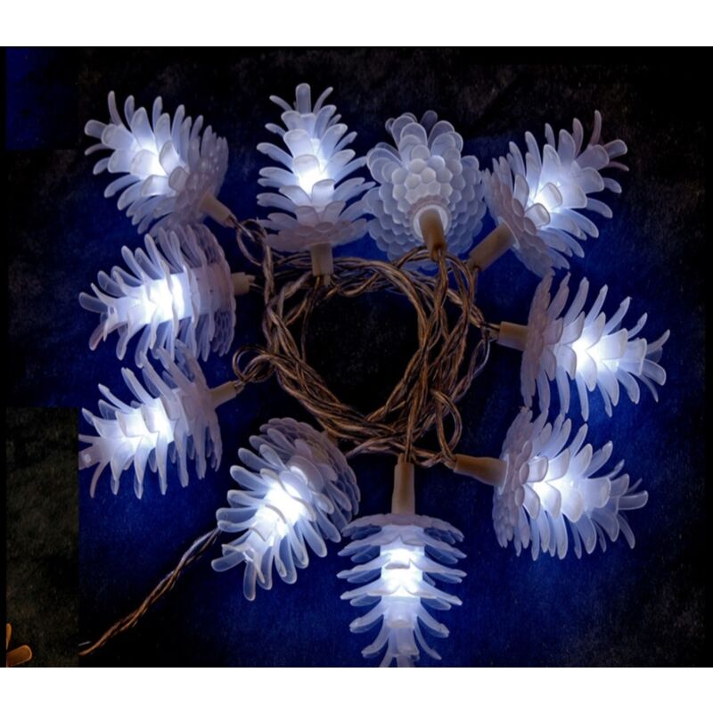 Guirlande pomme de pin lumineuse 10 Led blanc