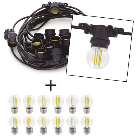 Guirlande PORTOFINO IP65 E27 LED Bulb 12x4W 470lm(2400lm) CRI80 3000K Noir