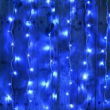 Guirlande Rideau stalactite 180LED IP44 3M avec timer - BLEU - Bleu - SILUMEN