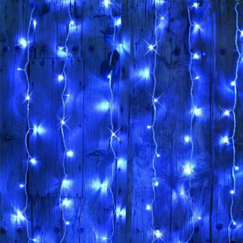 Silumen - Guirlande Rideau stalactite 180LED IP44 3M avec timer - Bleu