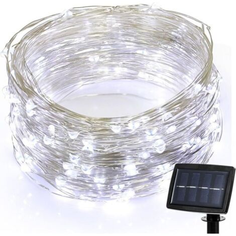Guirlande Ruban Lumineuse Solaire,20 LEDs 72ft/22M de Cuivre Extérieur Tube Rope Guirlande Lumineuse Décorative (Blanc)