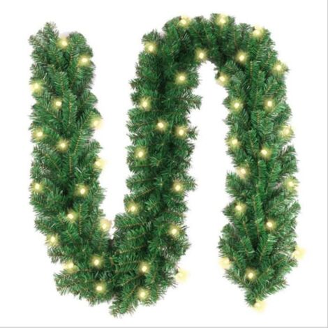 Guirlande Sapin Artificiel LED 2.7M Noël Décoration Intérieur Extérieur Vert Décorations de Noël pour Porte fenêtre