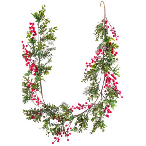 Guirlande sapin de Noël houx rouge et vert 150cm