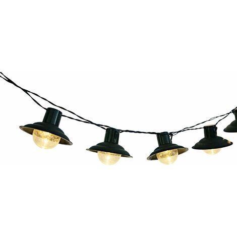 Guirlande lumineuse Système Lumet 'Majoliques' 10 m avec câble textile, 3  douilles et abat-jour, crochet et fiche noire