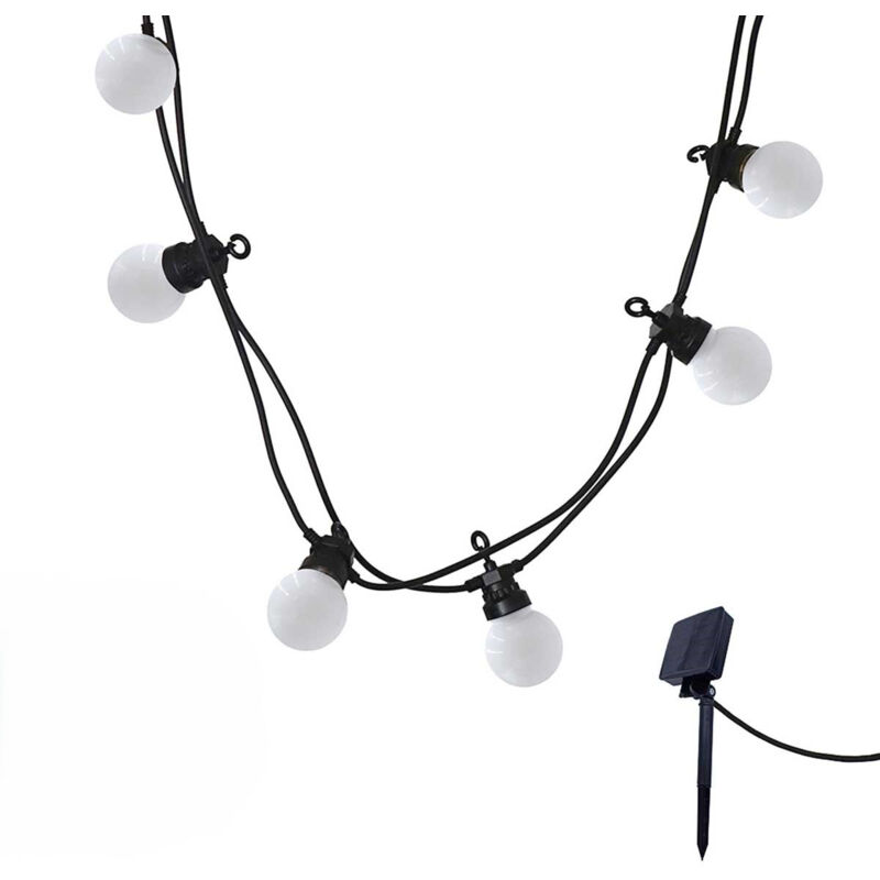 Guirlande solaire 10 globes party milky solar Blanc Plastique 5.7M