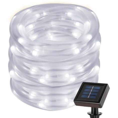Guirlande Solaire 100 LED 12M, Étanche IP65 - Idéale pour Mariages, Fêtes et Décorations de Noël (Lumière Blanche Froide)