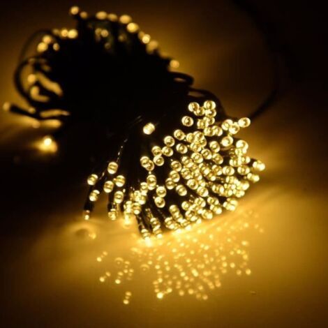Guirlande solaire 100 LED blanc chaud - Décoration de jardin et lumières de Noël
