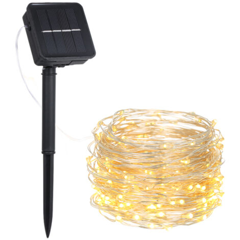 Guirlande solaire 12W 20M 200LED – 8 modes d'éclairage, IP65, flexible, blanc chaud