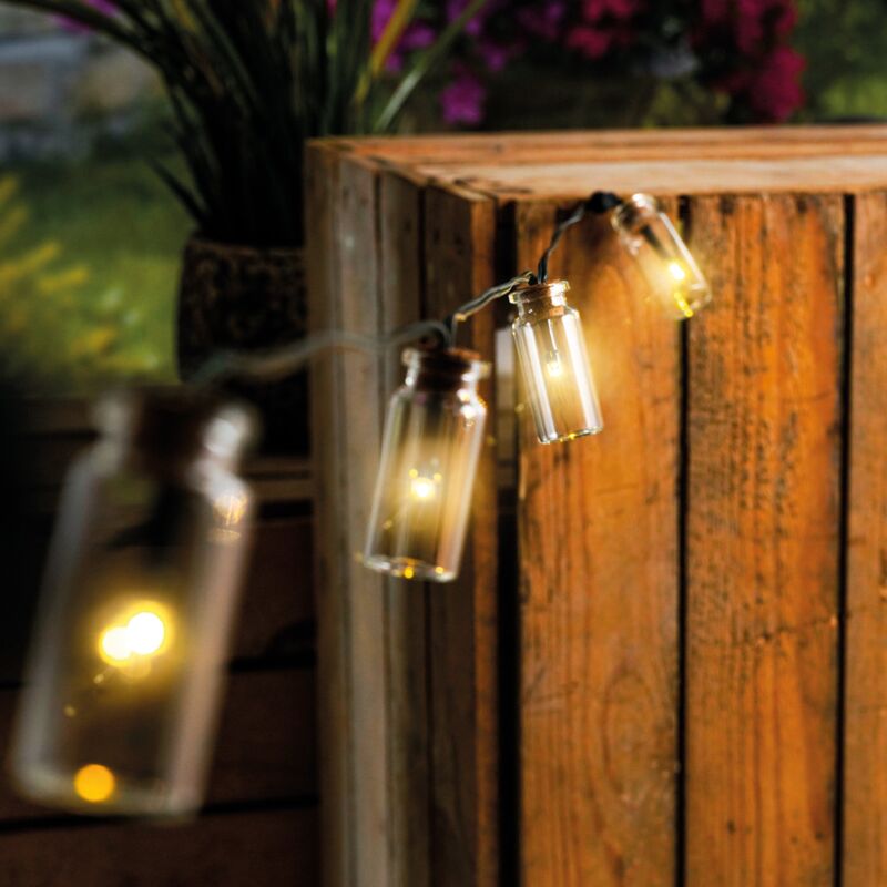Solar Chaîne lumineuse pour bouteilles avec bouchon 20 led 3000K blanc chaud résistant aux intempéries - Esotec