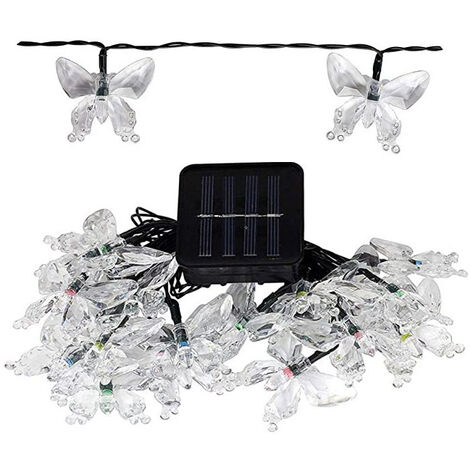 Guirlande solaire à 30 ou 20 Led avec papillon, luminaire décoratif d'extérieur, idéal pour un jardin, une cour ou une maison, 6,5 m