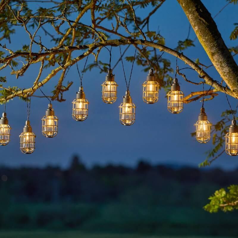 Pflanzen Kölle - Guirlande solaire Anglia 365 avec 10 lampions ampoule leds vintage 20 lumens