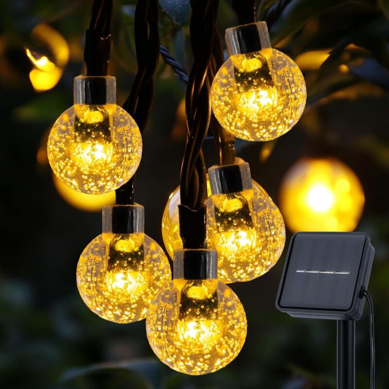 Guirlande Solaire Exterieur, 12M 100LED Guirlande Lumineuse Exterieure Solaire, 8 Modes IP65 Étanche Guirlande Lumineuse Solaire pour Jardin,