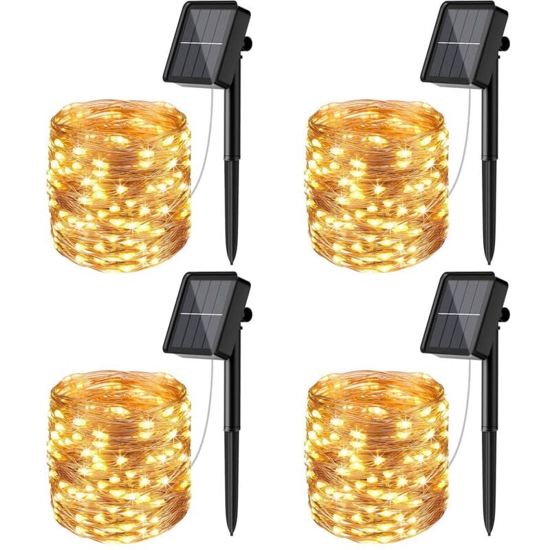 Guirlande Solaire Exterieur, 12m 120 led Guirlande Lumineuse Solaire Exterieure Étanche 8 Modes Décoration Lumière pour Jardin Terrasse Cour Maison