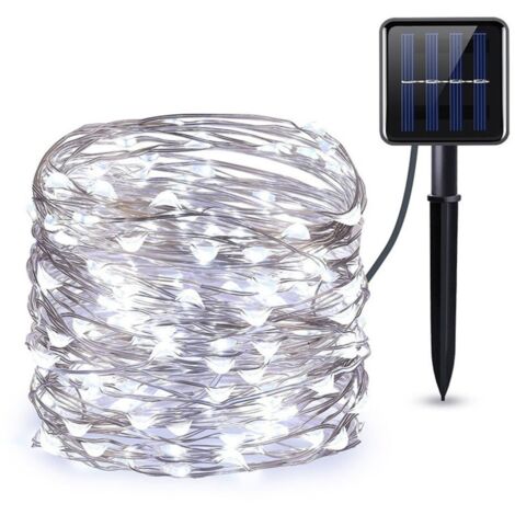 Guirlande Solaire Exterieur, 22 m 200LED Guirlande Lumineuse Exterieure Étanche, 8 Modes Guirlande Extérieure Solaire Décoration pour Jardin Terrasse Cour Noël Mariage Fête, Blanc Froid