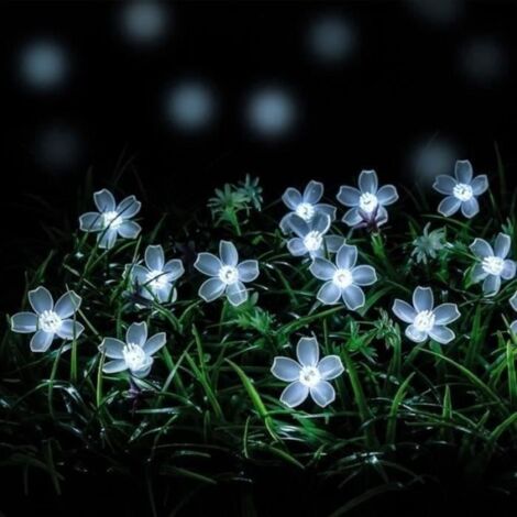 GUIRLANDE SOLAIRE EXTÉRIEUR 7M - 50 LED BLANCHES - FLEURS DE CERISIER - 8 MODES