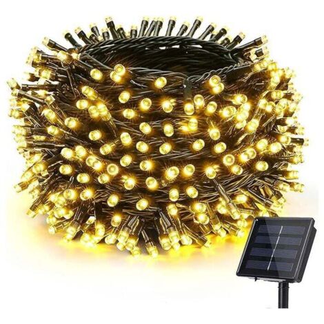 Guirlande Solaire Exterieur, 7m 50LED Guirlande Lumineuse Solaire Mperméable, 8 Modes Guirlande Lumineuse Exterieure pour la décoration d'extérieur, de fêtes, de soirées, Blanc Chaud