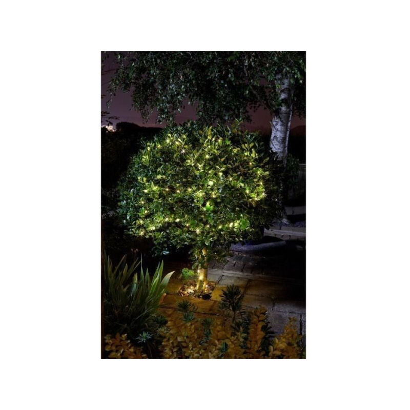 Guirlande solaire extérieure luciole 200 leds blanc chaud Smart Garden 21.9m