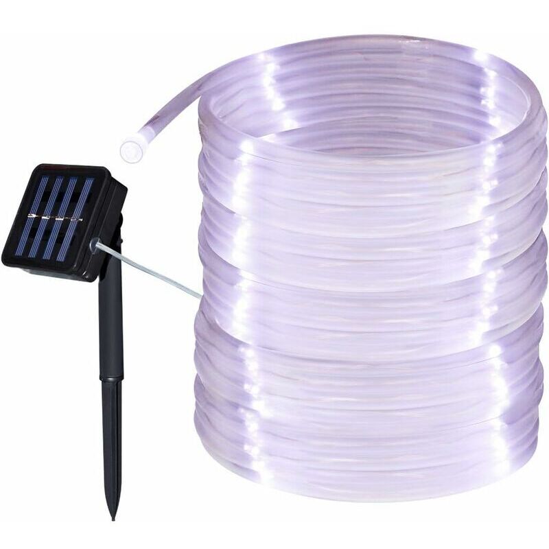 Guirlande Solaire Extérieure de Tuyau, 12M 100 led Guirlande Lumineuse Solaire Etanche, 8 modes d'éclairage Lampe Décoratives pour Jardin, Patio,
