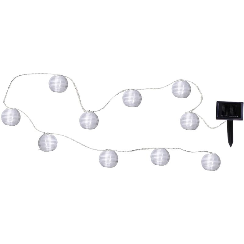 Trading Guirlande lumineuse lanterne solaire 'Festival', capteur crépusculaire, 10 led, blanc, 270 cm - Star