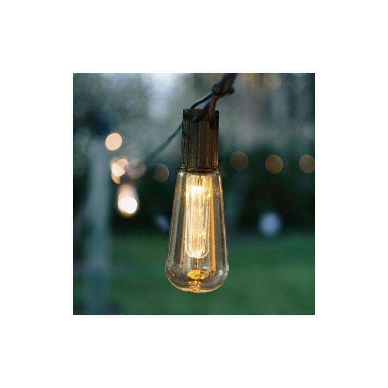 Guirlande solaire type edison 30 lumens 10 ampoules 2700k - Ezsolar