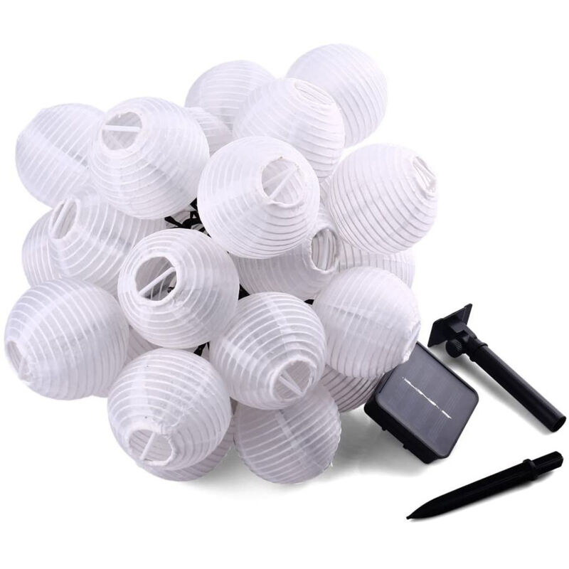 Guirlande solaire LED extérieure – 30 lampes, 6 m – blanc chaud, étanche – jardin/terrasse