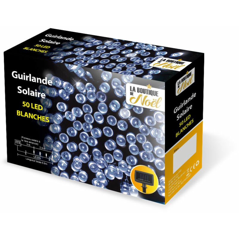 Guirlande solaire à LED multifonction - 5.9 mètres - Blanc Froid
