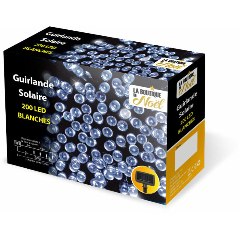 Guirlande solaire à led multifonction - 12.9 mètres - Blanc Froid