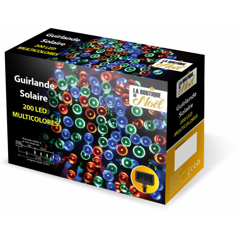 Guirlande solaire à led multifonction - 12.9 mètres - Multicolore
