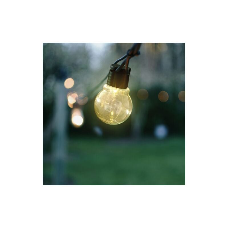 Guirlande solaire 30 lumens type spherique 10 ampoules 2700k - Ezsolar