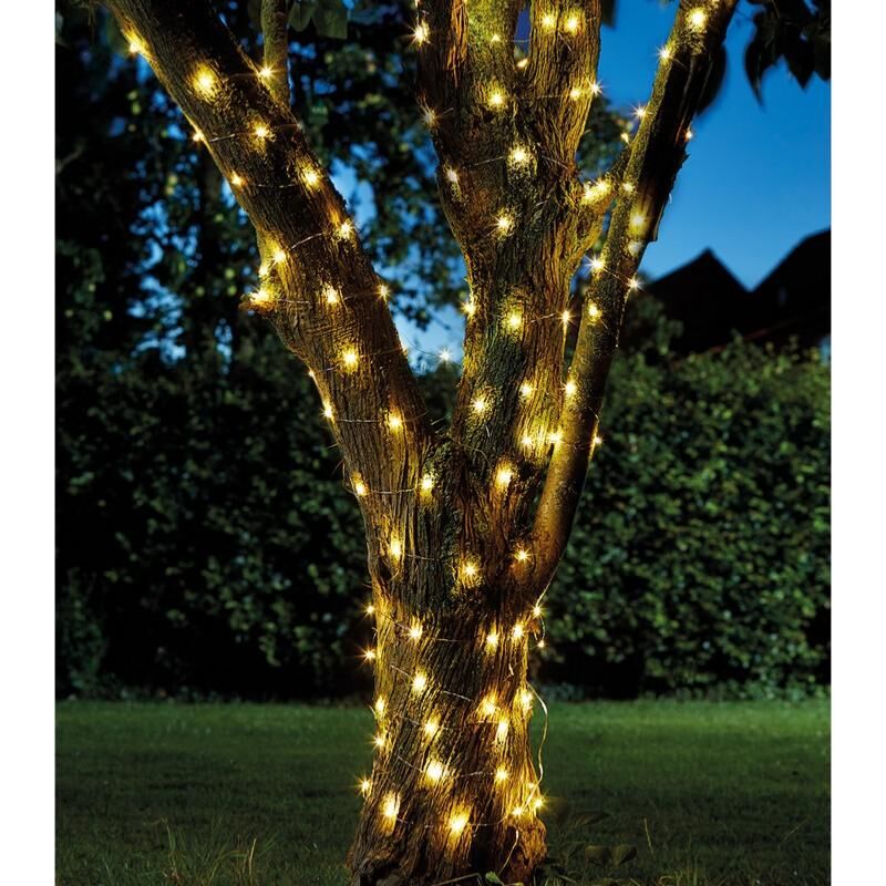 Guirlande solaire filament 100 lucioles blanc chaud