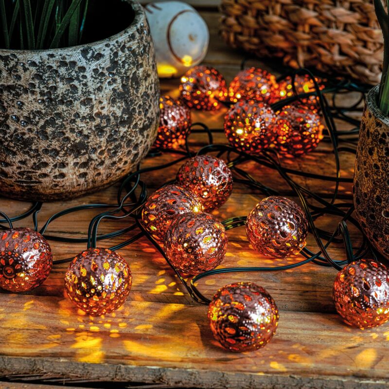 Guirlande solaire orientale Esotec avec 20 led blanc chaud metal 102186