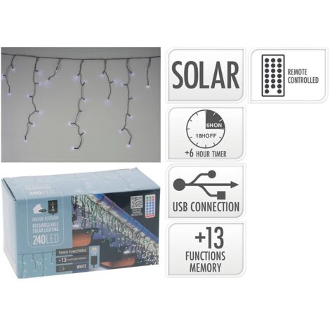 Guirlande Solaire Rechargeable 240 Led Blanches