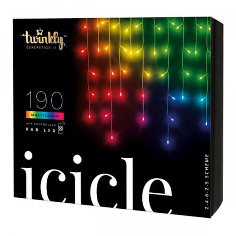 Guirlande suspendue connectéee IP44 5m 190 LEDS RGB TWINKLY ICICLE