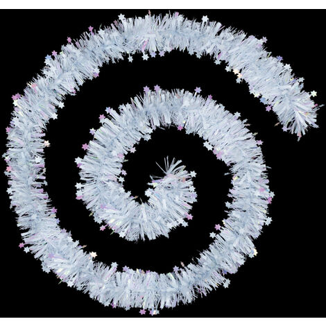 Guirlande touffue et étoilée Blanc 100 x 6 x 2 m - Blanc