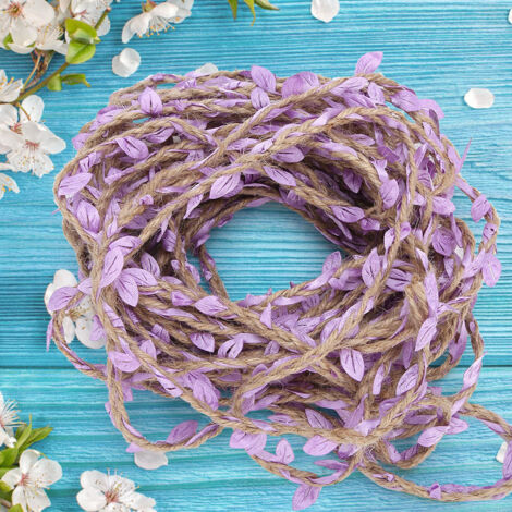 Guirlande Tressée en Corde Chanvre 10m, Décoration Violet pour Bouquet DIY et Événement