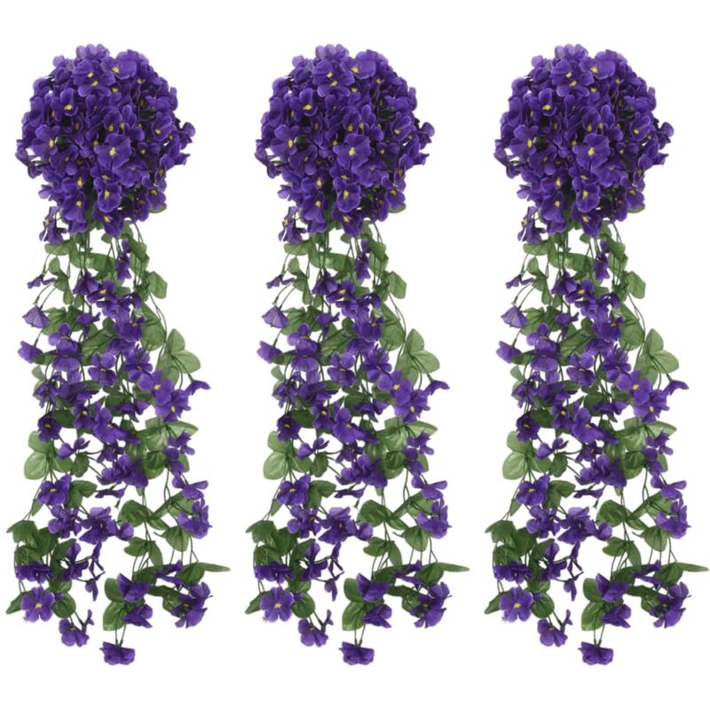 Guirlandes de fleurs artificielles 3 pcs violet foncé 85 cm