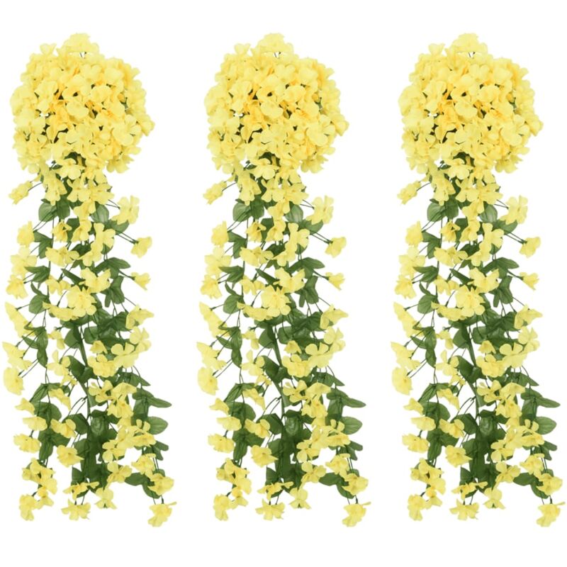 Vidaxl - Guirlandes de fleurs artificielles 3 pcs Jaune 85 cm