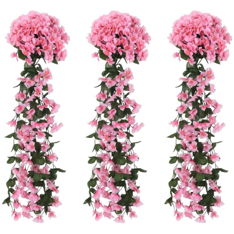 Guirlandes de fleurs artificielles 3 pcs rose 85 cm