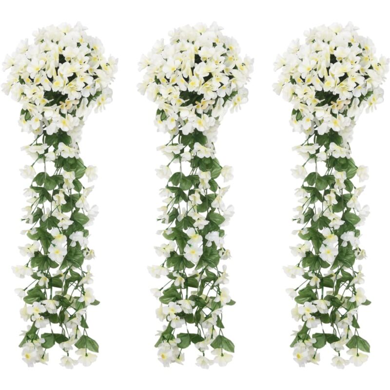 Guirlandes de fleurs artificielles 3 pcs blanc 85 cm - Vidaxl