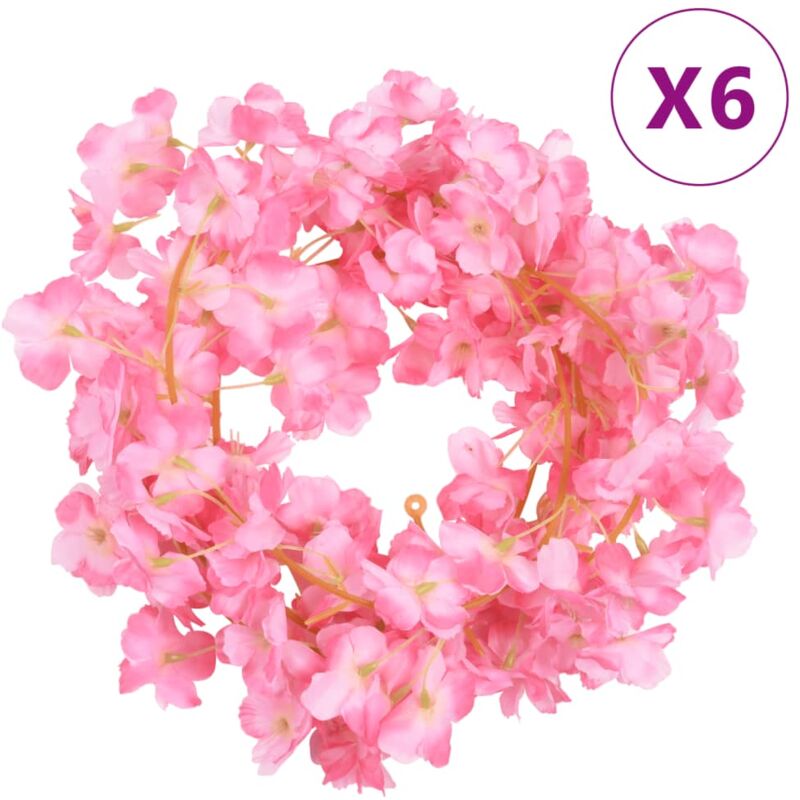 Vidaxl - Guirlandes de fleurs artificielles 6 pcs rose foncé 180 cm