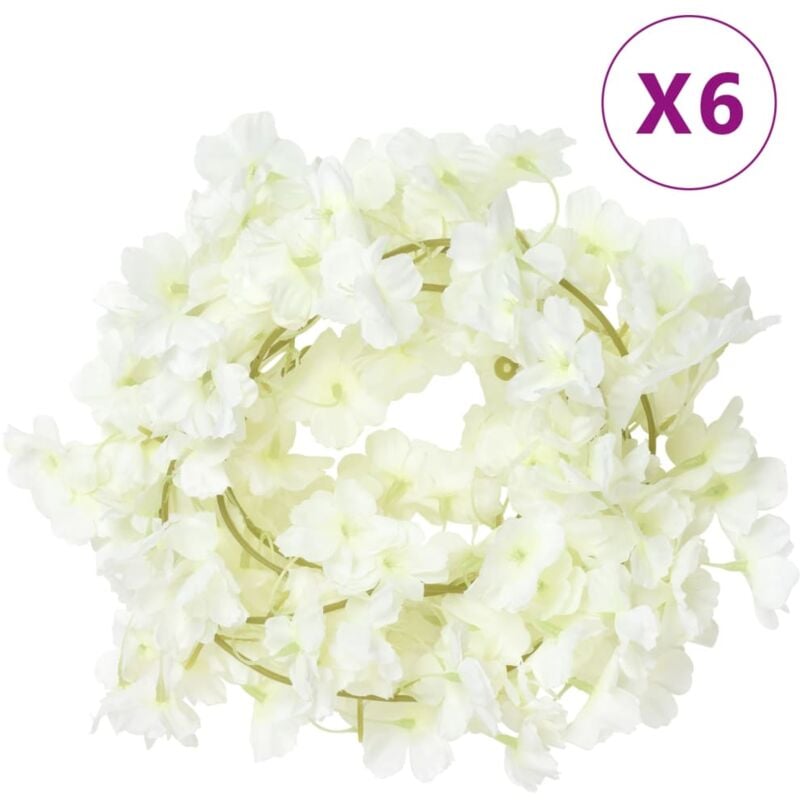 Vidaxl - Guirlandes de fleurs artificielles 6 pcs blanc 180 cm