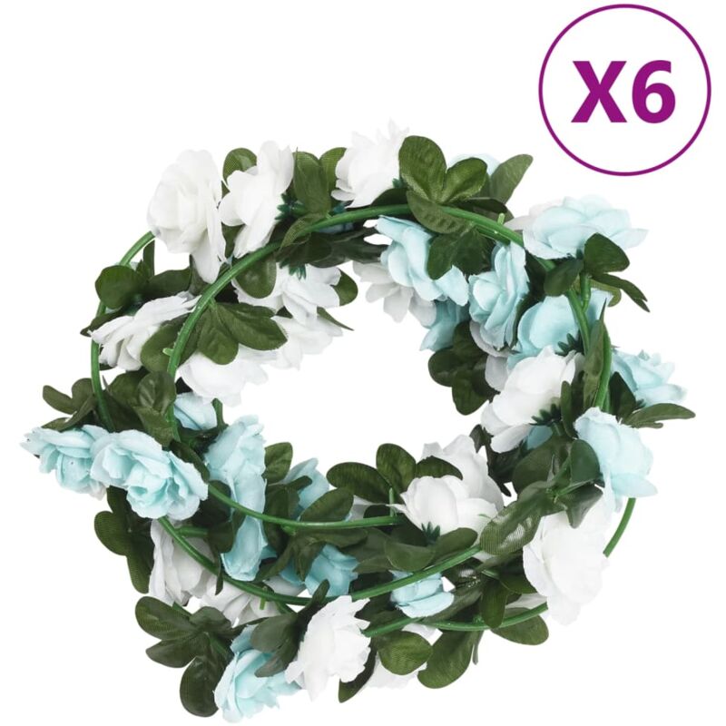 Vidaxl - Guirlandes de fleurs artificielles 6 pcs bleu et blanc 240 cm