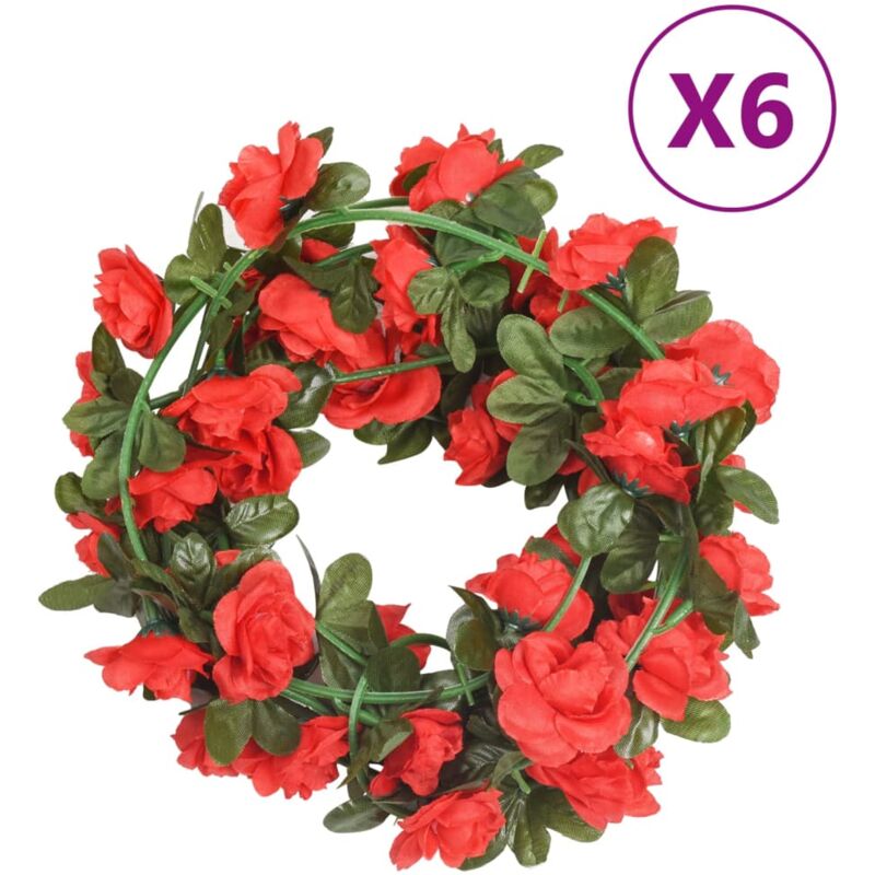 Vidaxl - Guirlandes de fleurs artificielles 6 pcs rouge 240 cm