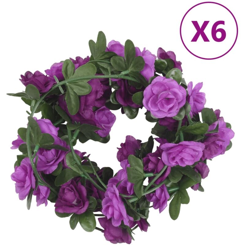 Guirlandes de fleurs artificielles 6 pcs violet clair 240 cm