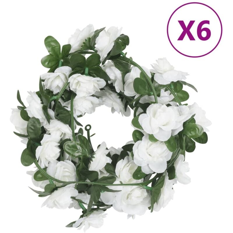 Vidaxl - Guirlandes de fleurs artificielles 6 pcs blanc 240 cm