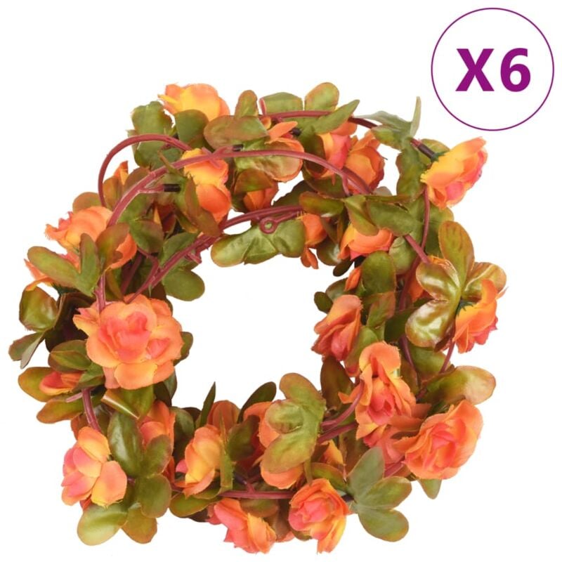 Torana - Guirlandes de fleurs artificielles 6 pcs orange 250 cm