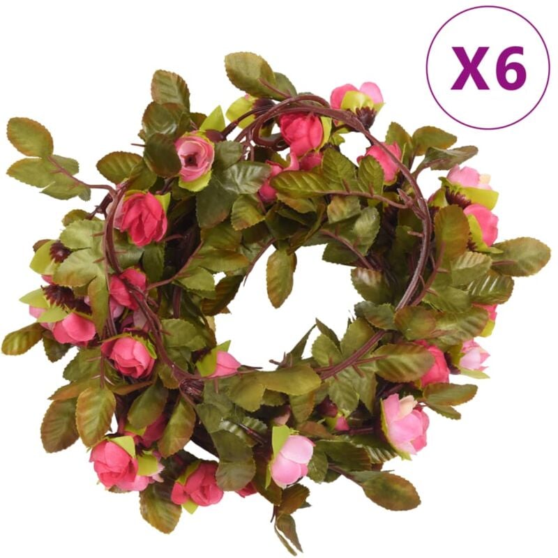 Vidaxl - Guirlandes de fleurs artificielles 6 pcs rose 215 cm