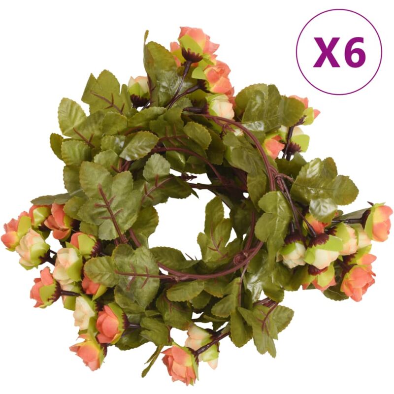 Vidaxl - Guirlandes de fleurs artificielles 6 pcs rouge vif 215 cm