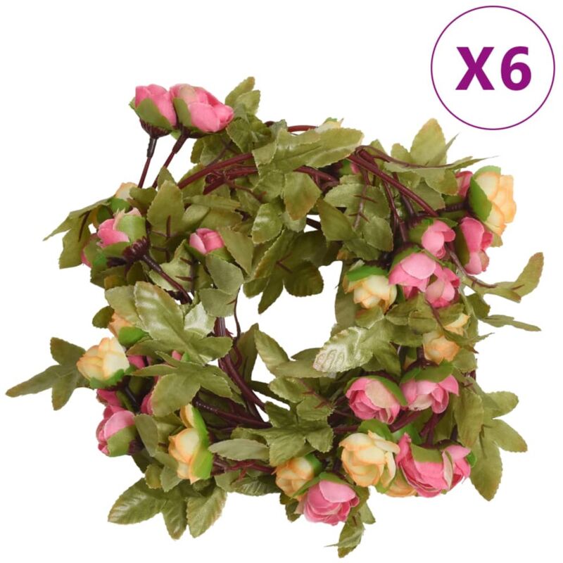 Guirlandes de fleurs artificielles 6 pcs rose 215 cm