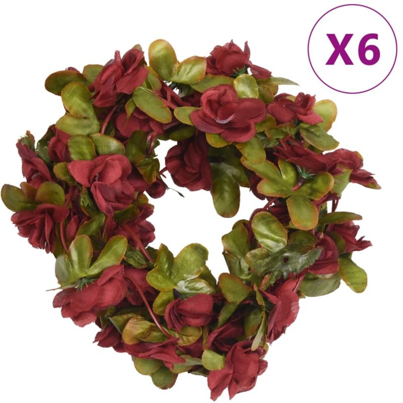Vidaxl - Guirlandes de fleurs artificielles 6 pcs rouge bordeaux 250 cm